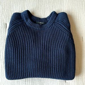 Quince fisherman cotton crewneck sweater in navy. Like new!